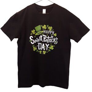 NWOT Shirt Womens L Black Short Sleeve Happy Saint Patricks Day 100% Cotton
